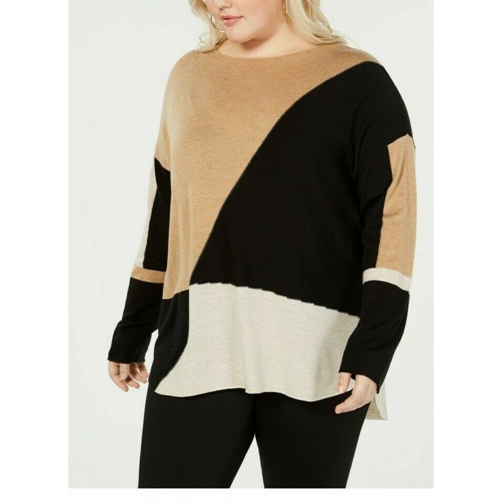 INC International Concept Women Plus Size Long Sleeve High Low Sweater 0X